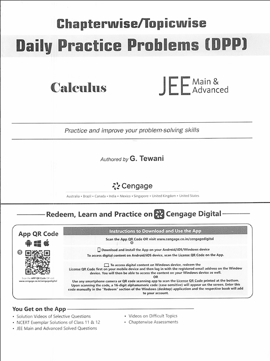 Cengage Calculus Chapterwise Topicwise Daily Practice Problems (DPP)