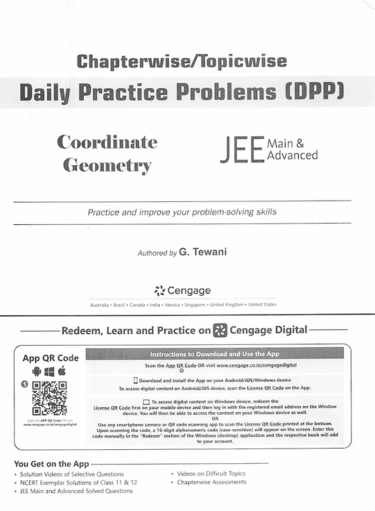 Cengage Coordinate Geometry Chapterwise Topicwise Daily Practice Problems (DPP)